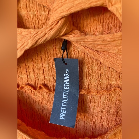 Pretty Little Thing Orange Twist Halter Cut-Out Dress US 4 Bodycon Mini NWT - Picture 4 of 6